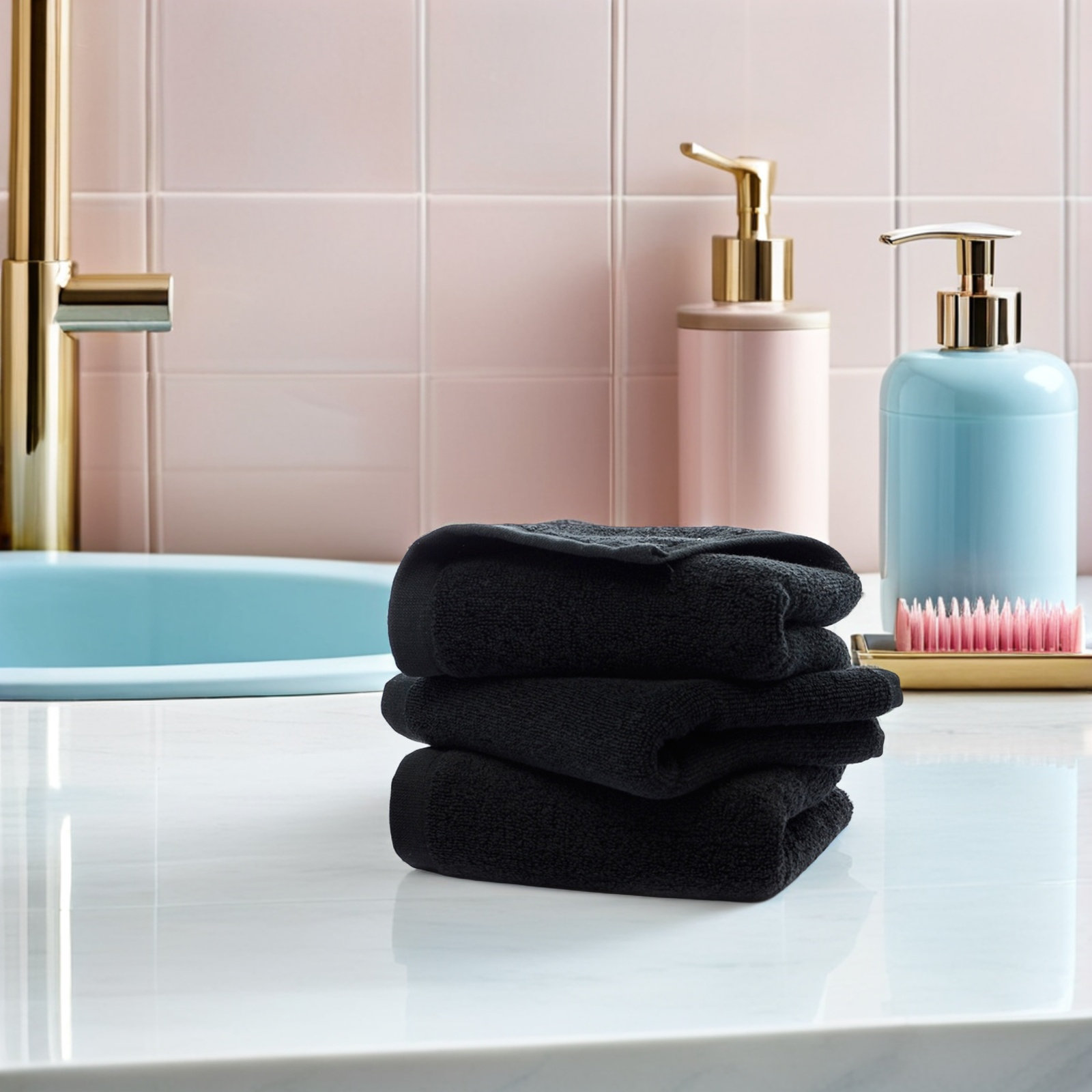 Spa Towel - Serviette de toilette en coton noir,