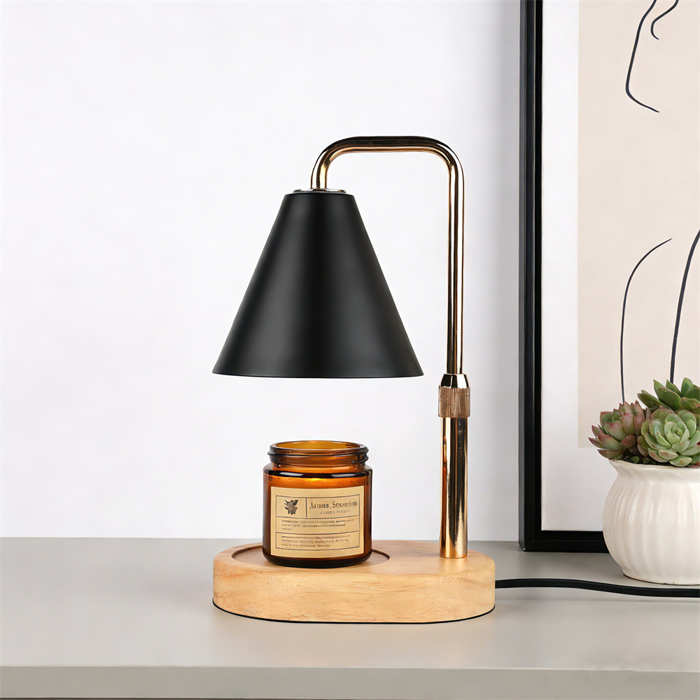 Wax Warmer - Lampe chauffe-bougie noire avec minuterie, intensité