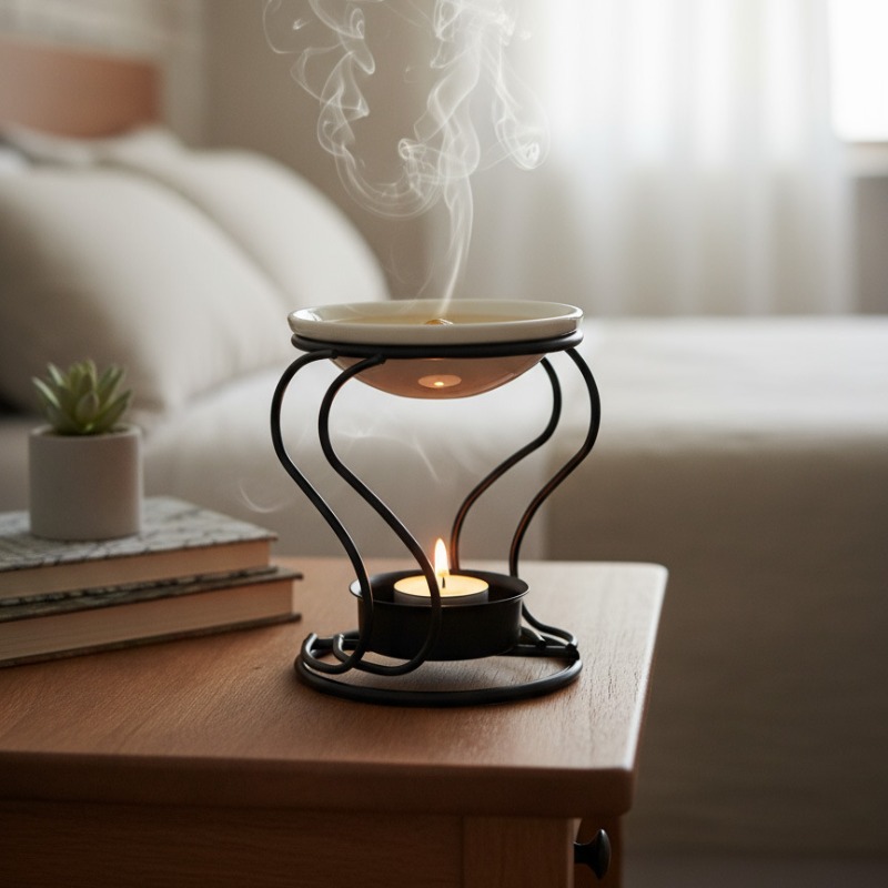 Wax Warmer - Bougie chauffe-plat en métal et céramique,