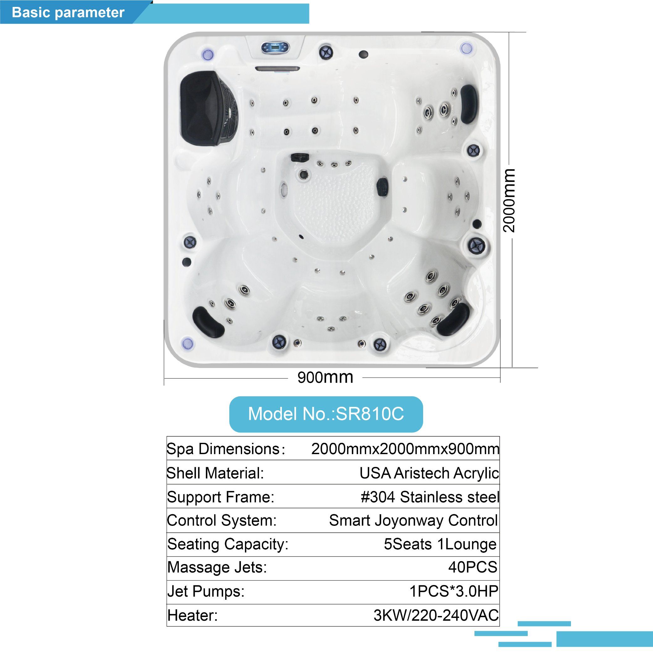 Spa extérieur 2m pour 6 person - Hot Tub avis et prix
